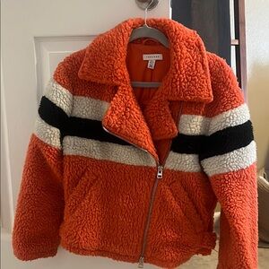 Topshop Orange Sherpa Jacket